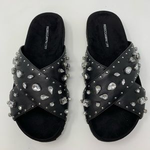Rebecca Minkoff Black Theo Jewels Leather Sandal